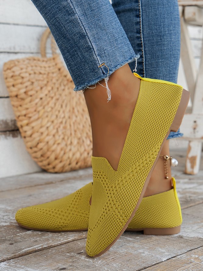 Lässig Atmungsaktiv Textil Quadratisch Slip On Schuhe