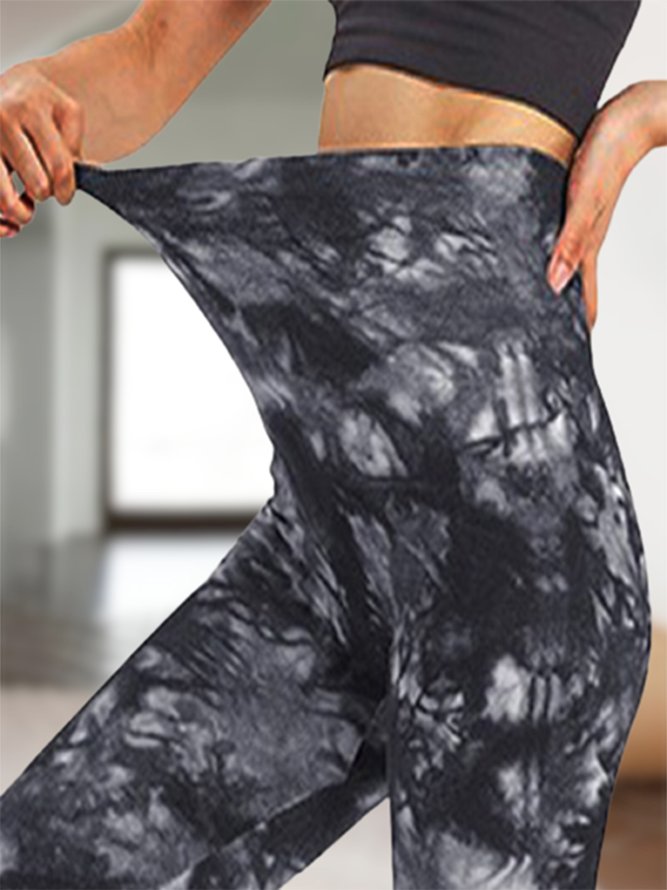 Lässig Batik Hohe Taille Knöchelhose Legging