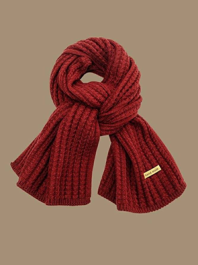 Damen minimalistisch Twist Gestrickt Wärme Unifarben Schal