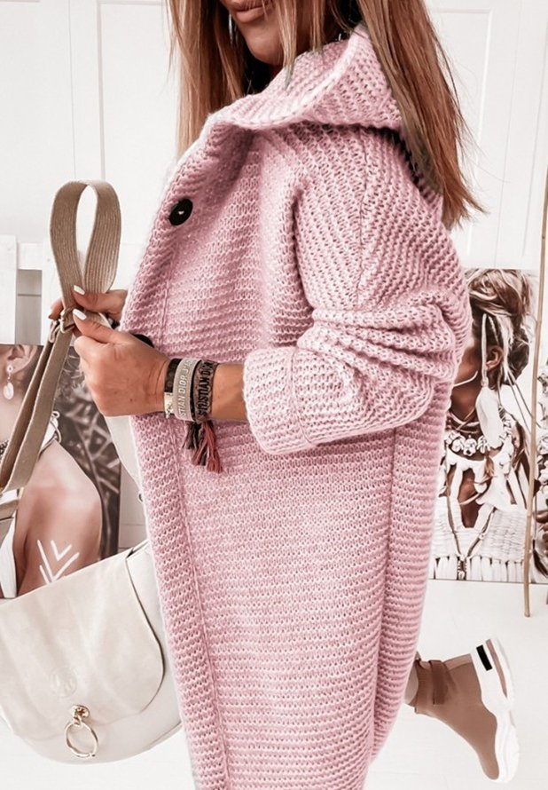 Damen Garn/Wollgarn Unifarben Langarm Bequem Lässig Strickjacke