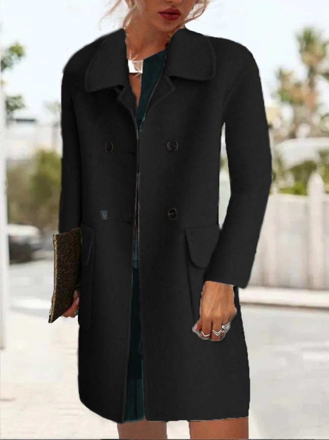 Langarm Unifarben Regelmäßig Weit Mantel für Damen