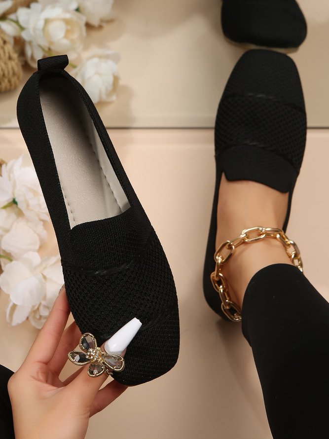 Lässig Unifarben Atmungsaktiv Slip On Niedrig Schuhe mit tiefem Mund Ausgehöhlt