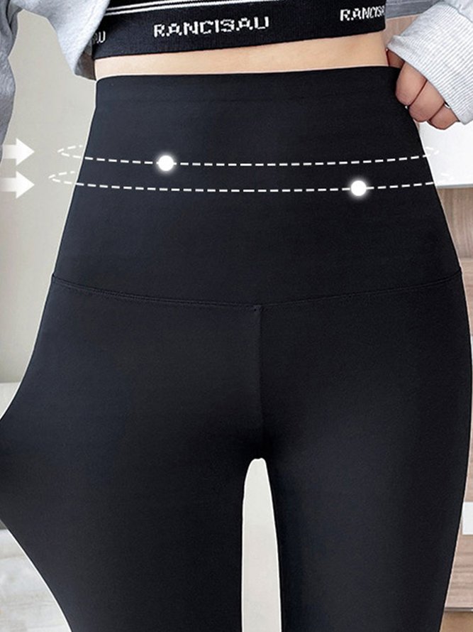 Lässig Unifarben Lang Legging