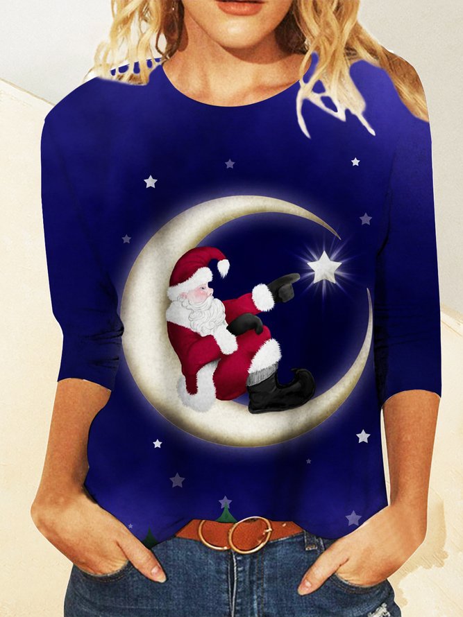 Lässig Weihnachten Rundhals Langarm T-Shirt