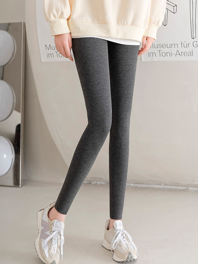 Lässig Unifarben Lang Legging