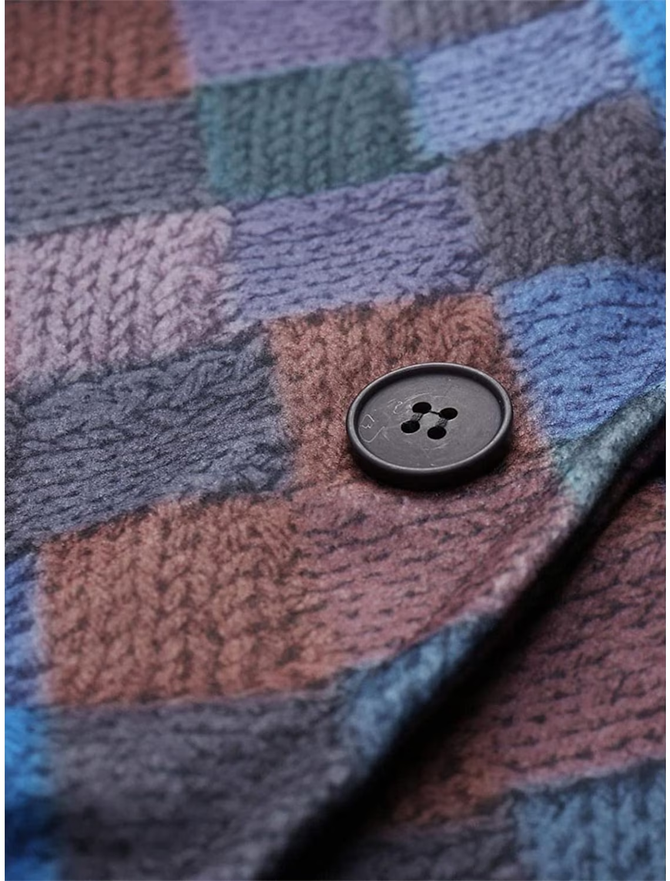 Damen Gestrickt Farbblock Langarm Bequem Lässig Geknöpft Strickjacke
