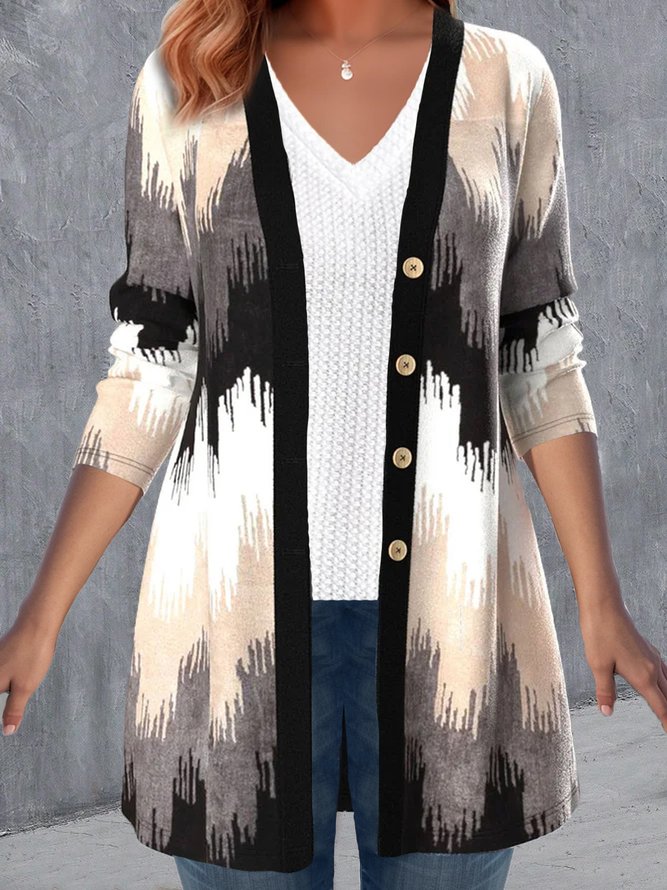 Lässig Abstrakt Print Strickjacke für Damen in Neue Saison Noracora