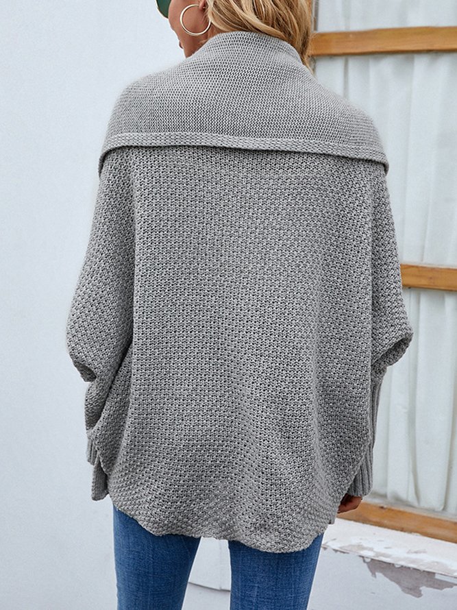 Damen Wolle/Stricken Unifarben Langarm Bequem Lässig Strickjacke