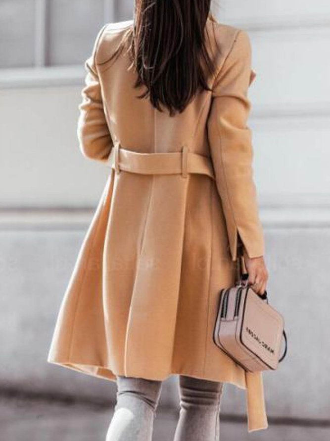 Schalkragen Langarm Unifarben Regelmäßig Weit Mantel für Damen