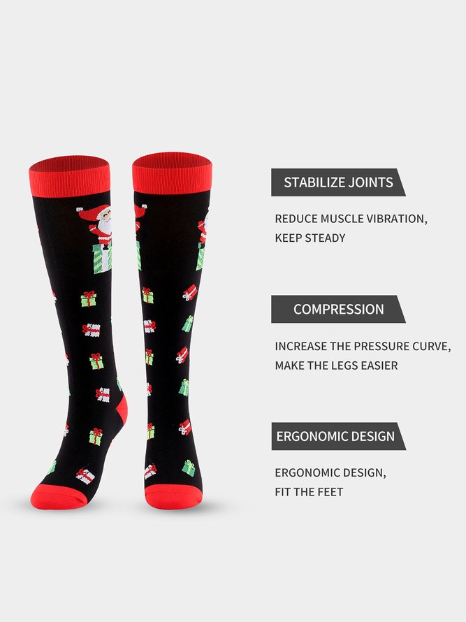 1 PAAR Weihnachten Hut Kartoonmuster Knie Socken