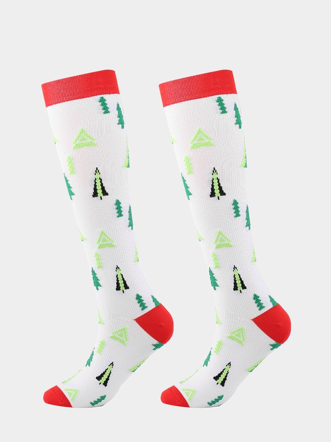 1 PAAR Weihnachten Hut Kartoonmuster Knie Socken
