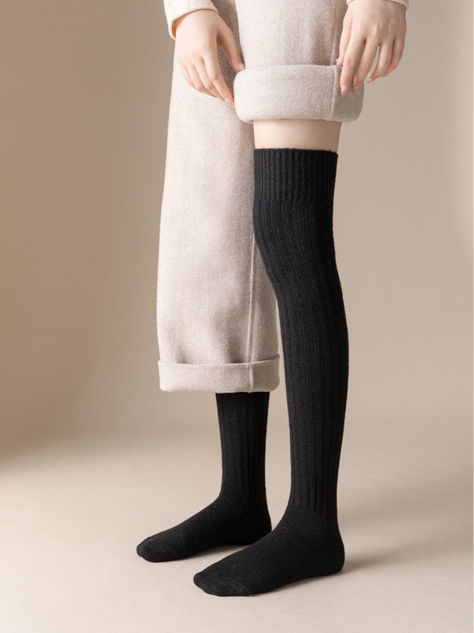 1 Paar Damen Hochelastisch Bequem Wollmischung Overknee-Socken