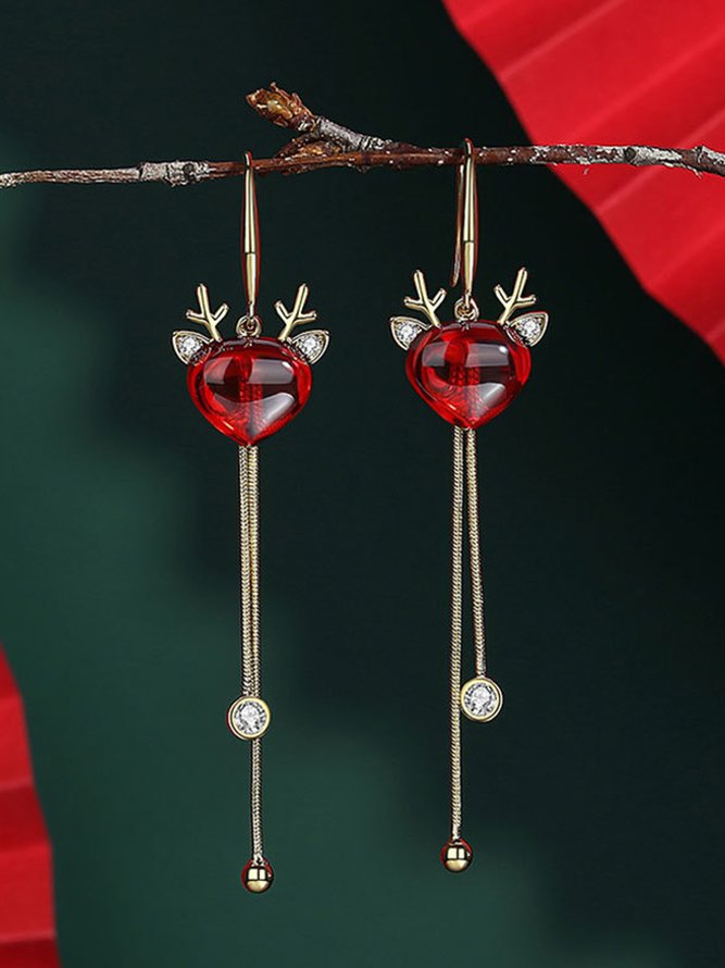 Weihnachten Elch Geweih Strasssteine Fransen Baumeln Ohrringe