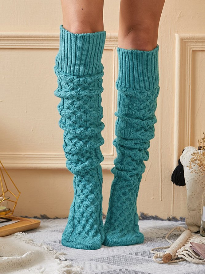 Argyle Gestrickt Zuhause Overknee-Socken