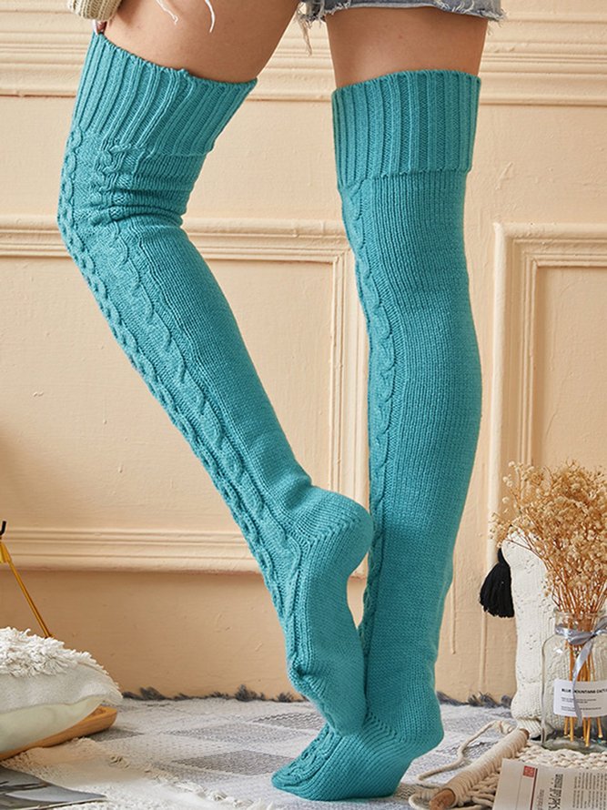Argyle Gestrickt Zuhause Overknee-Socken