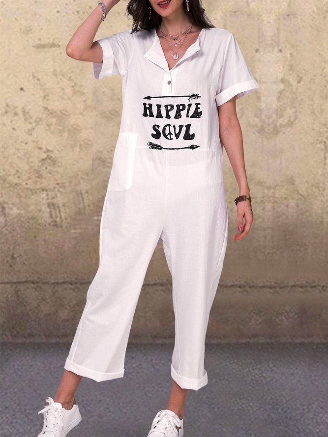 Lässige Kurzarm Jumpsuits mit Taschen