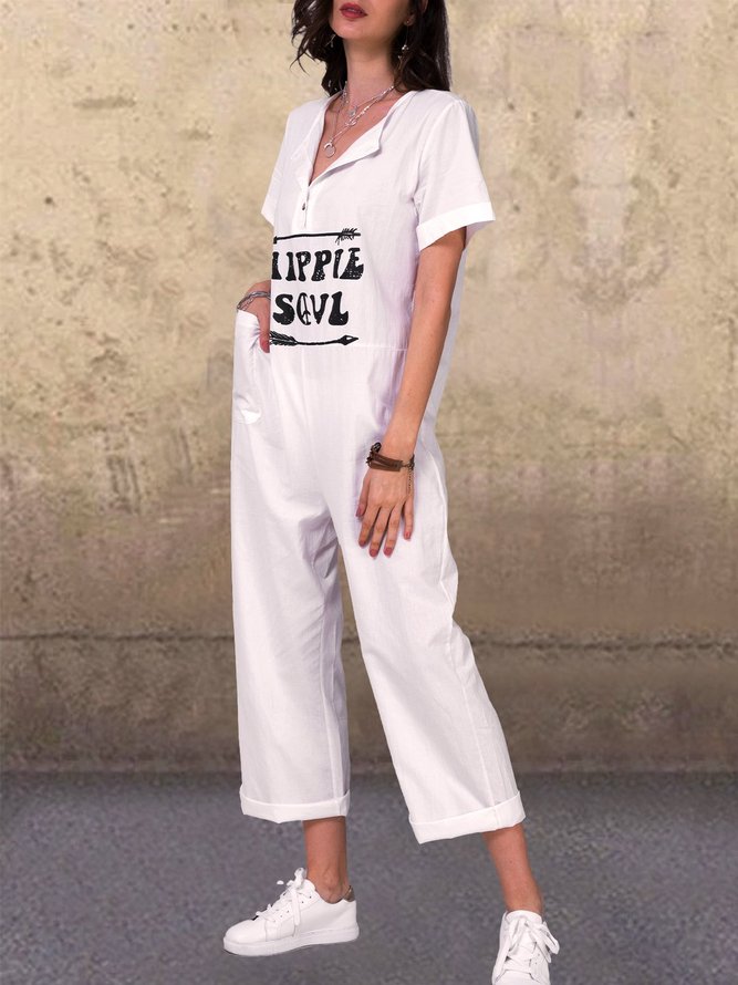 Lässige Kurzarm Jumpsuits mit Taschen