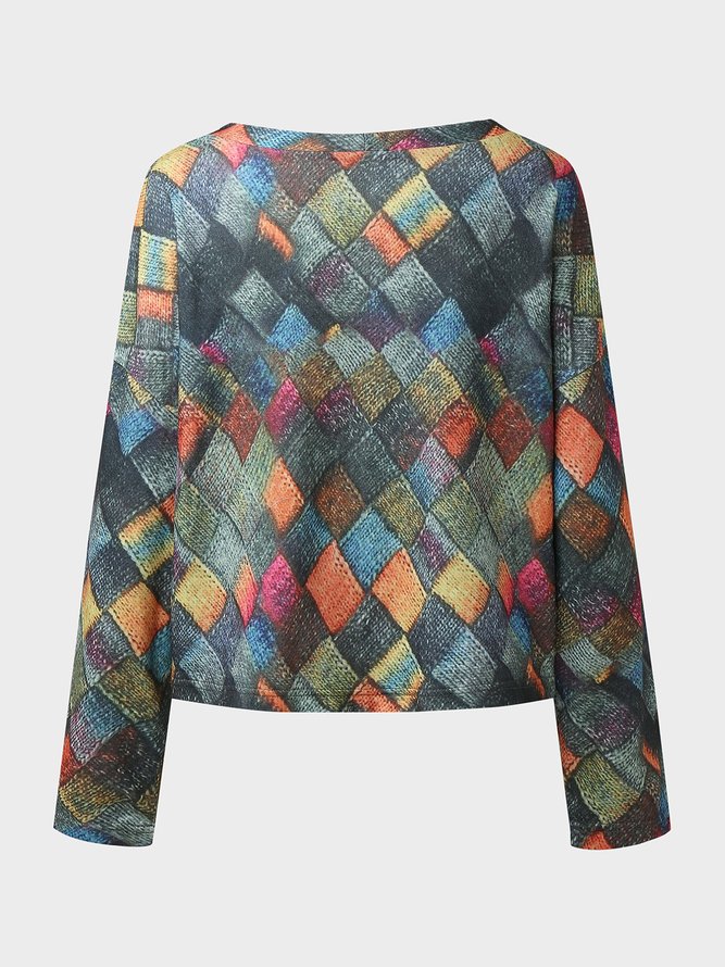 Große Größen Geometrische Jacke mit Langarm