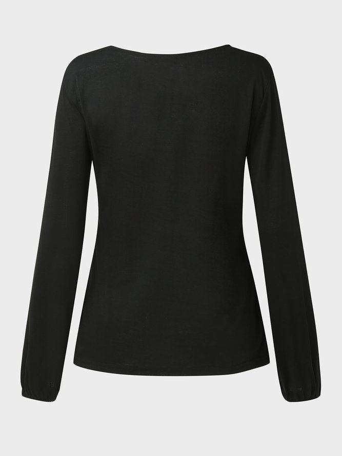 Schwarz Langarm Retro Blusen & Shirts