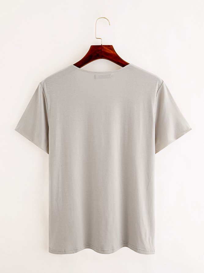 Retro T-Shirt Kurzarm Lässig Große Größen reine Farbe Noracora