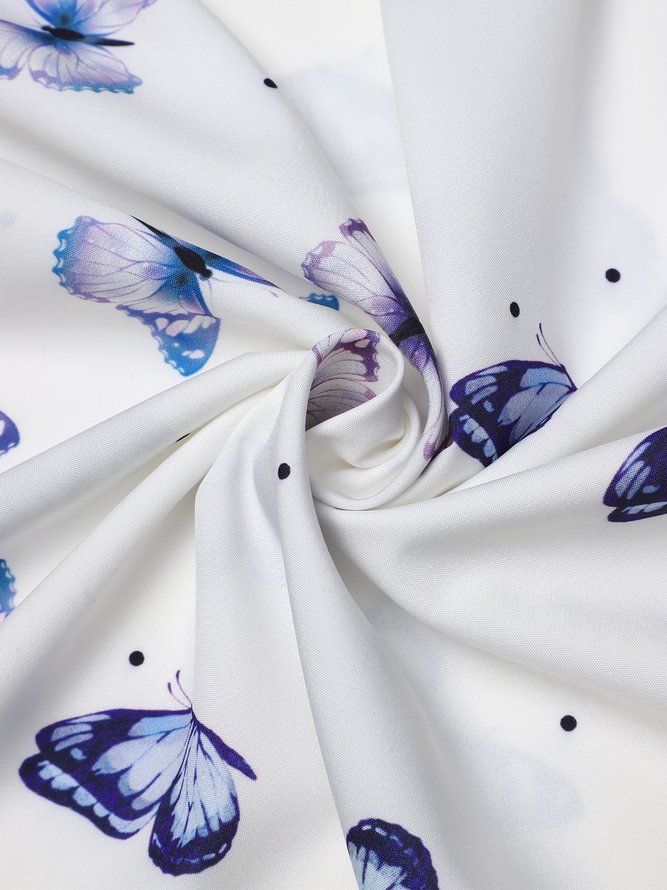 Schmetterling Muster Shirt Baumwollmischung  Noracora