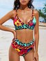 Sexy Tier Print V-Ausschnitt Bikini-Set Zweiteiliges Set