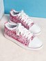 Pink Paillette Print Schnürung Segeltuch Schuhe