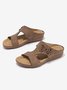 Khaki Retro Blumen Atmungsaktiv Hohl Lässig Pantolette