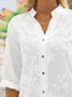 Hemdkragen Langarm Unifarben Geknöpft Regelmäßig Weit Tunika Bluse für Damen