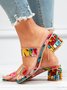 Bunt PVC Doppelt Gurtband Strass Blockabsatz Sandaletten mit Absatz
