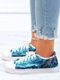 Bequem Blau Abstrakt Print Segeltuch Schuhe