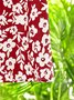 Geblümt Halbarm Geknöpft Große Größen Lässig Gewebe Kleid