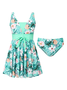 Blumen Print Badeanzug Rundhals Zweiteiliges Set Urlaub Noracora
