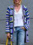 Multifarben Baumwolle-Gemisch Langarm Jacke