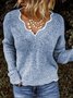 Solid Loose Fit Damen Pullover Wolle Strickpullover