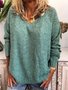 Große Größen Lässiger Kragen Strickpullover mit Langarm