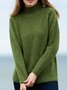 Lässig Herbst Unifarben Normal Mikroelastizität Täglich Langarm Rollkragen Baumwollmischung Pullover für Damen