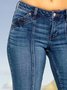 Normal Unifarben Lässig Paneeliert Jeans