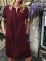Damen Weberei Kleid Normal Alltag Taschen Minikleid