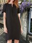 Damen Weberei Kleid Normal Alltag Taschen Minikleid