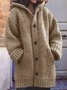 Unifarben Wolle/Stricken Lässig Weit Kapuze Pullover Mantel
