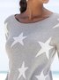 Stern Print Langarm Lässige Bluse