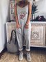 Grau Lässig Baumwollmischung Jumpsuit