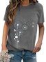 Rundhals Kurzarm Löwenzahn Print T-Shirts & Blusen&Shirts