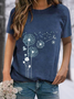 Rundhals Kurzarm Löwenzahn Print T-Shirts & Blusen&Shirts