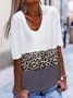 Weiß Lässig Täglich Leopard-Druck Kurzarm Shirts & Blusen&Shirts