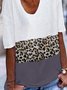 Weiß Lässig Täglich Leopard-Druck Kurzarm Shirts & Blusen&Shirts