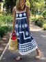 Bohemien Weit Lässig Große Größen Kleid