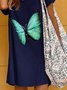 Blau Normal Kurzarm Gestrickt Kleider