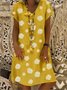 Retro V-Ausschnitt Lässiges Kleid mit Gänseblümchen
